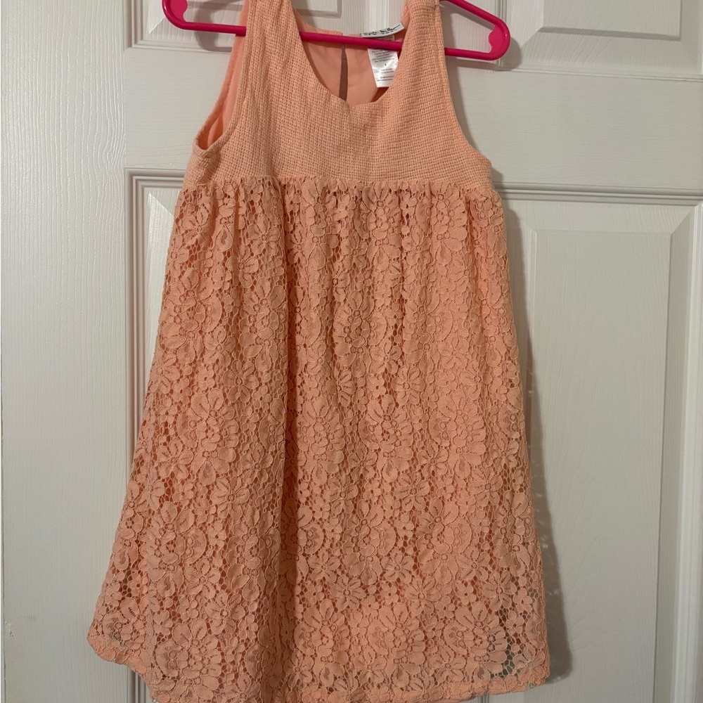 Nicole Miller Peach Lace Tank Dress